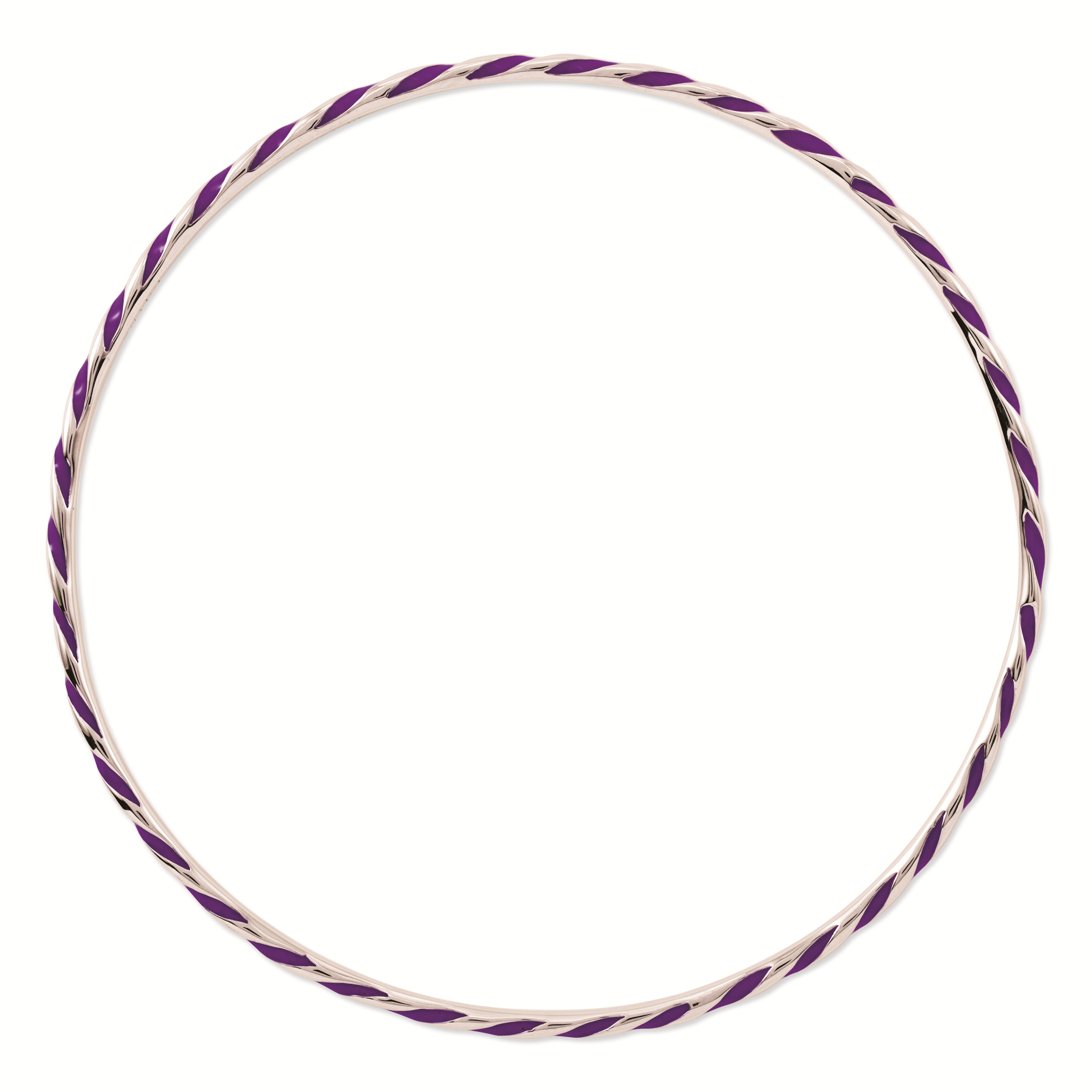 925 Sterling Silver Stackable Twisted Purple Enamel Bangle Bracelet
