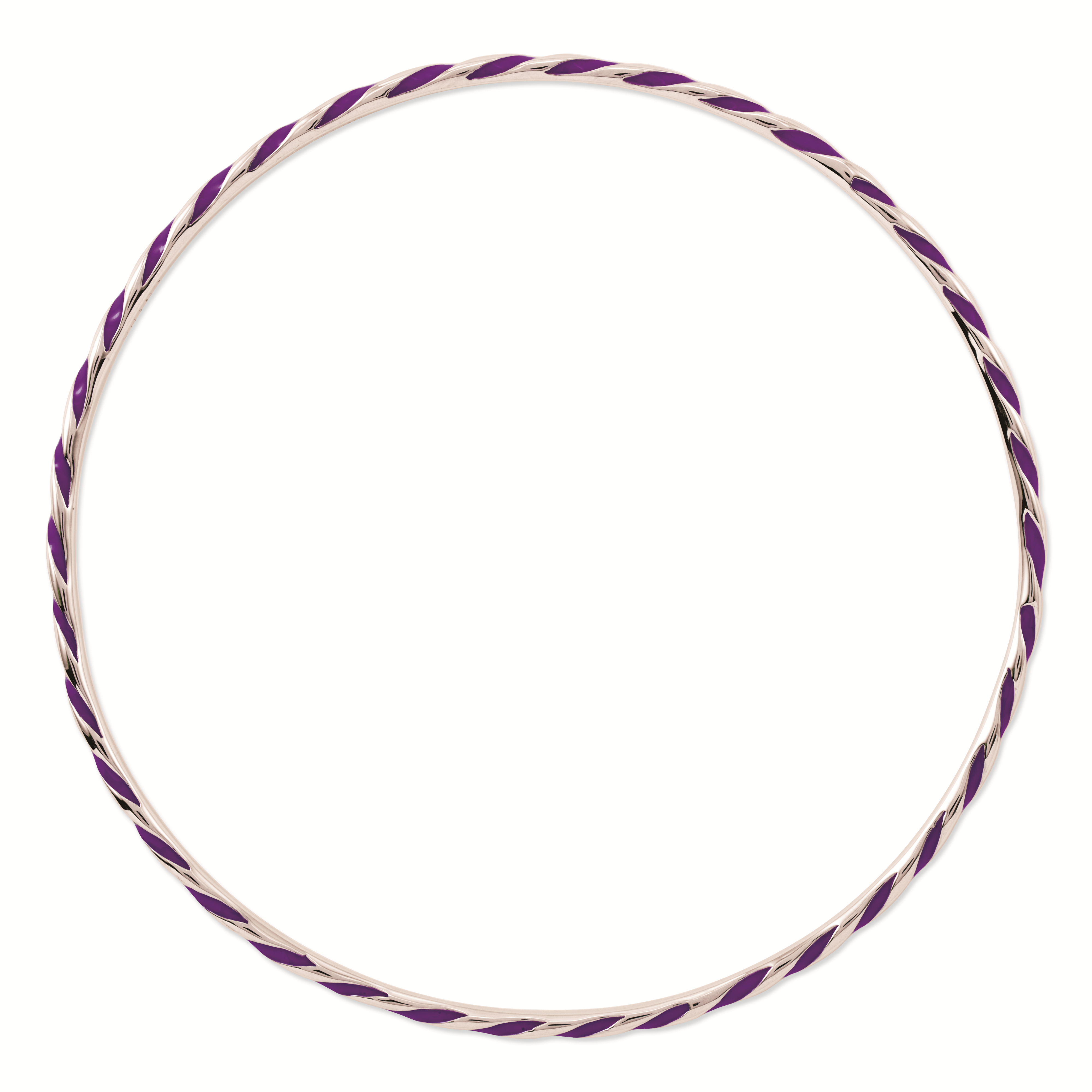 925 Sterling Silver Stackable Twisted Purple Enamel Bangle Bracelet Secondary image