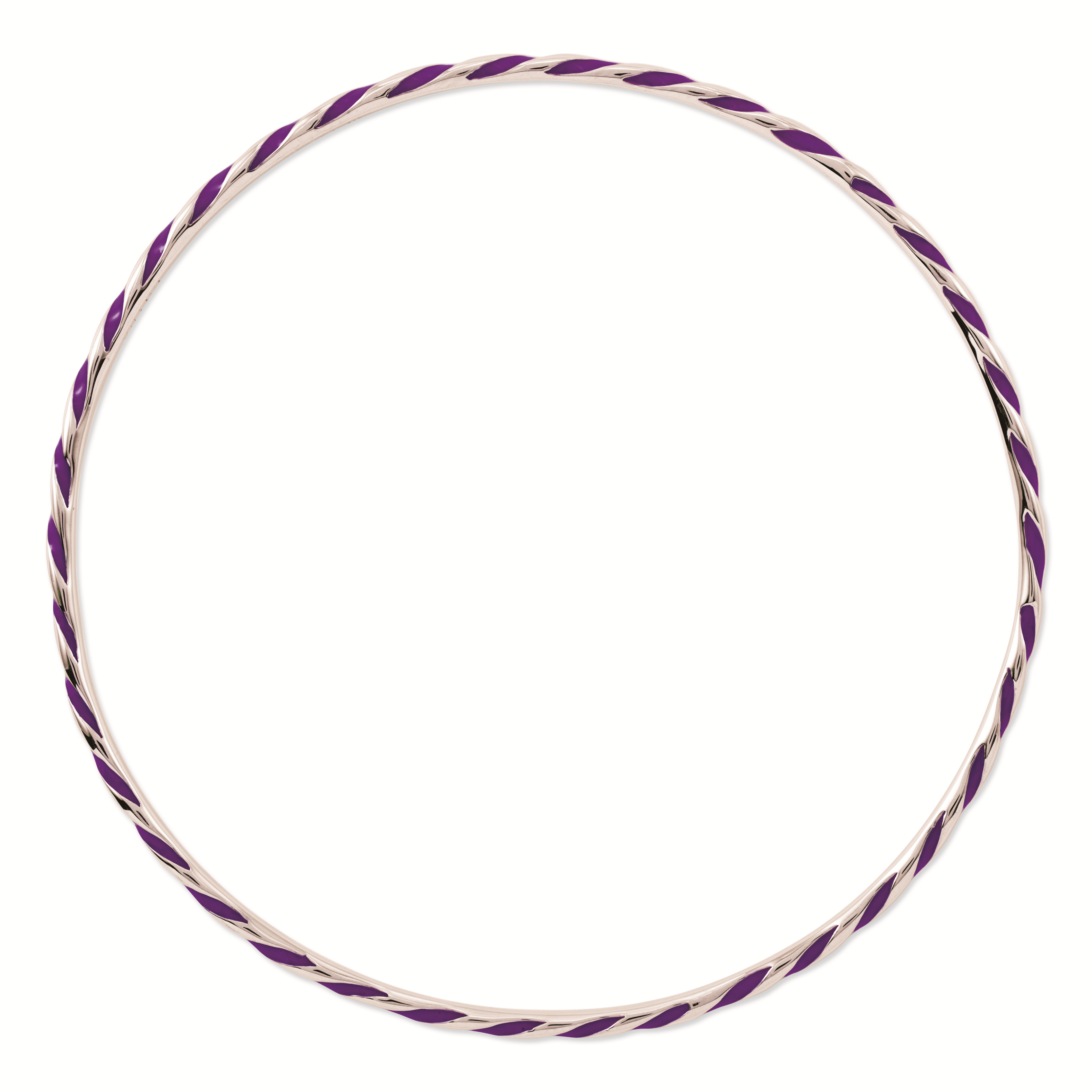 925 Sterling Silver Stackable Twisted Purple Enamel Bangle Bracelet