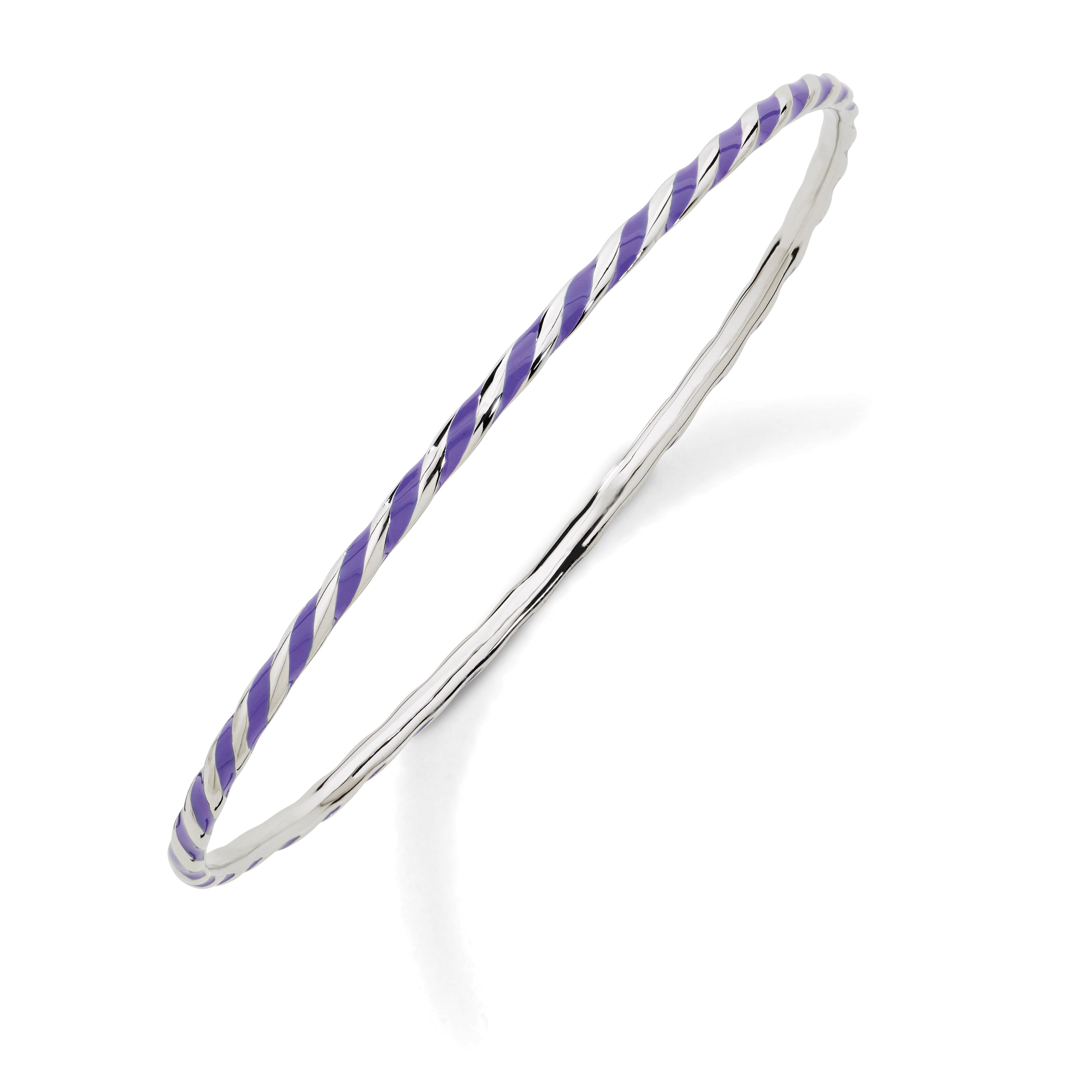 Sterling Silver Stackable Expressions Twisted Purple Enamel Bangle Main image