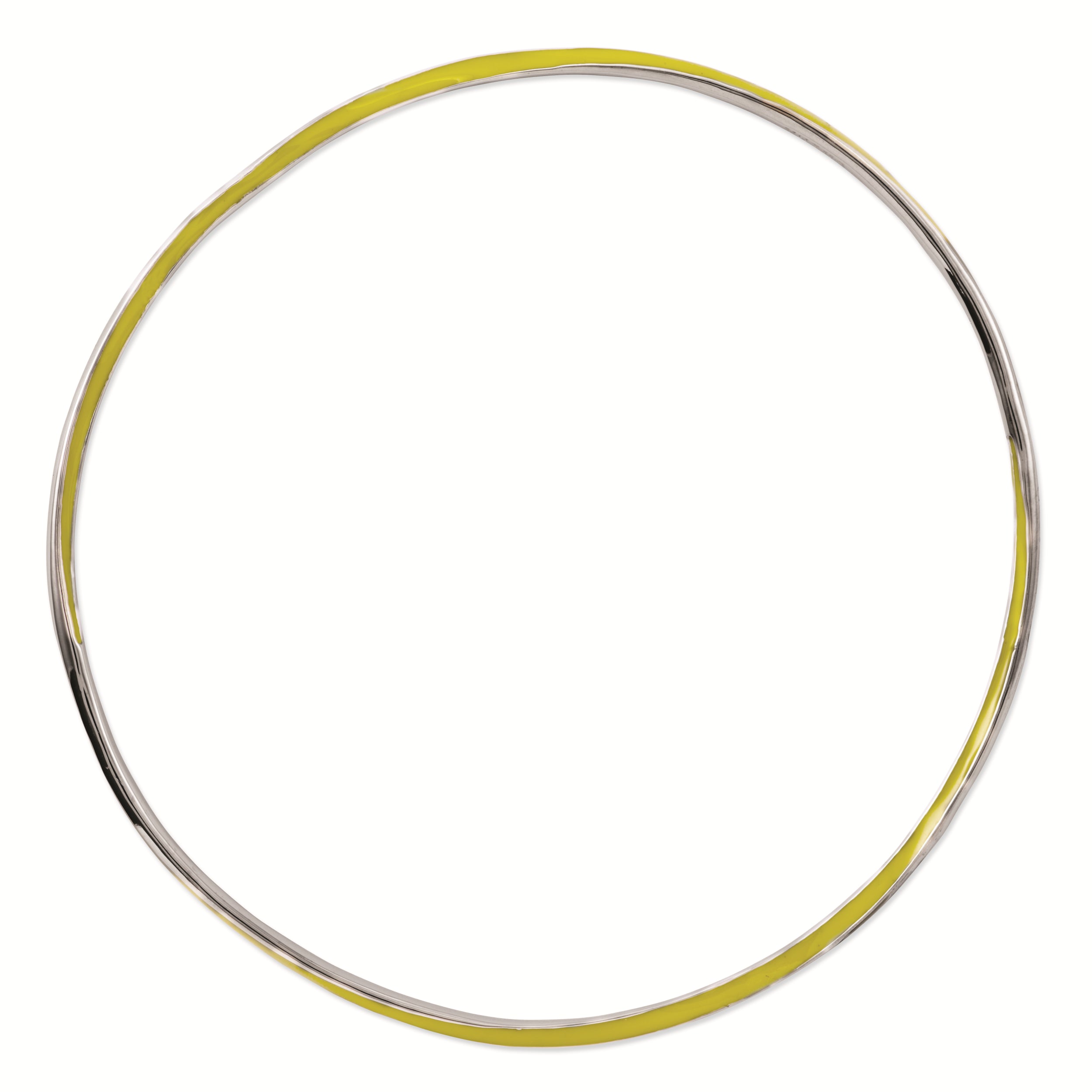 Sterling Silver Rhodium-Plated Yellow Enamel Stackable Twisted Bangle Bracelet