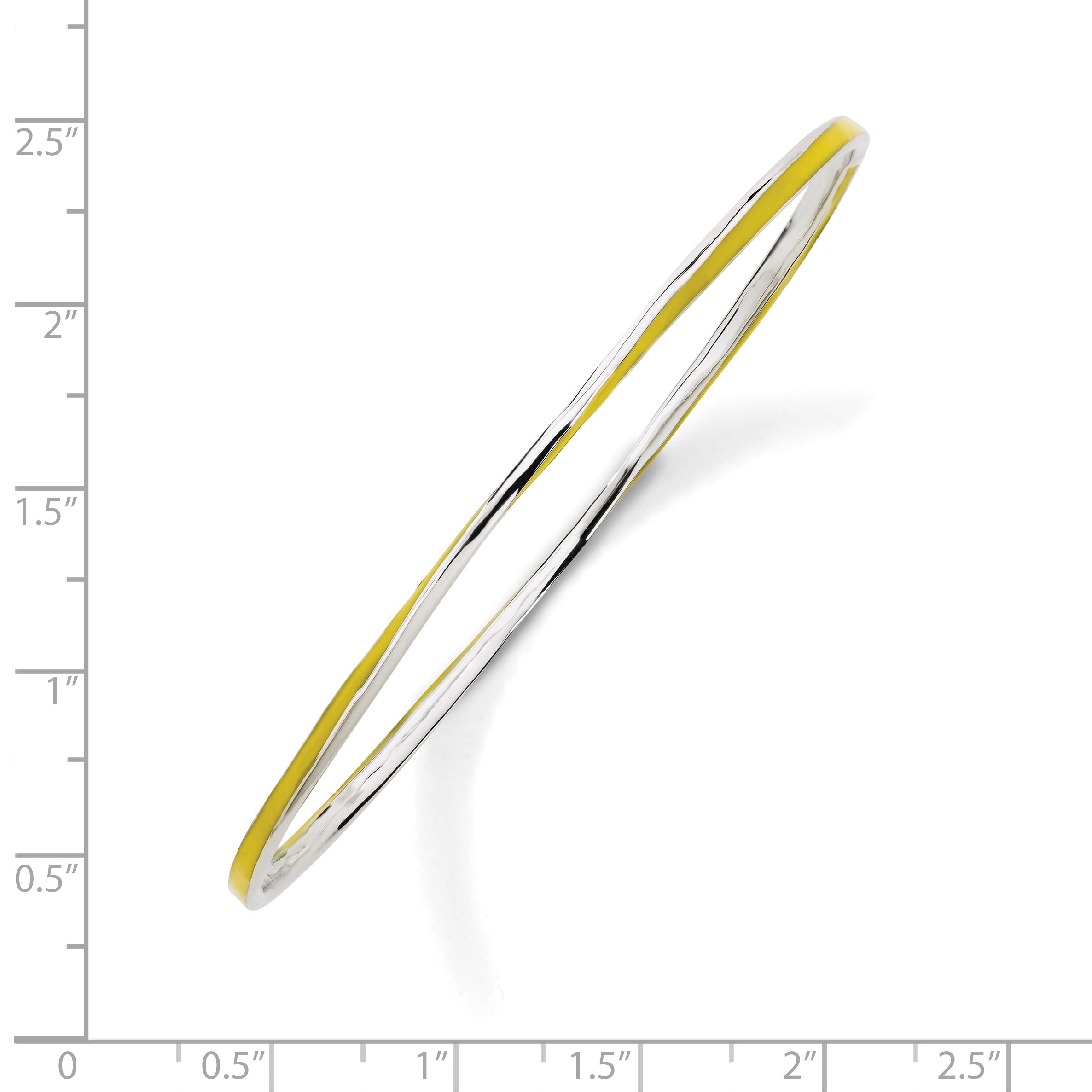 Sterling Silver Rhodium-Plated Yellow Enamel Stackable Twisted Bangle Bracelet