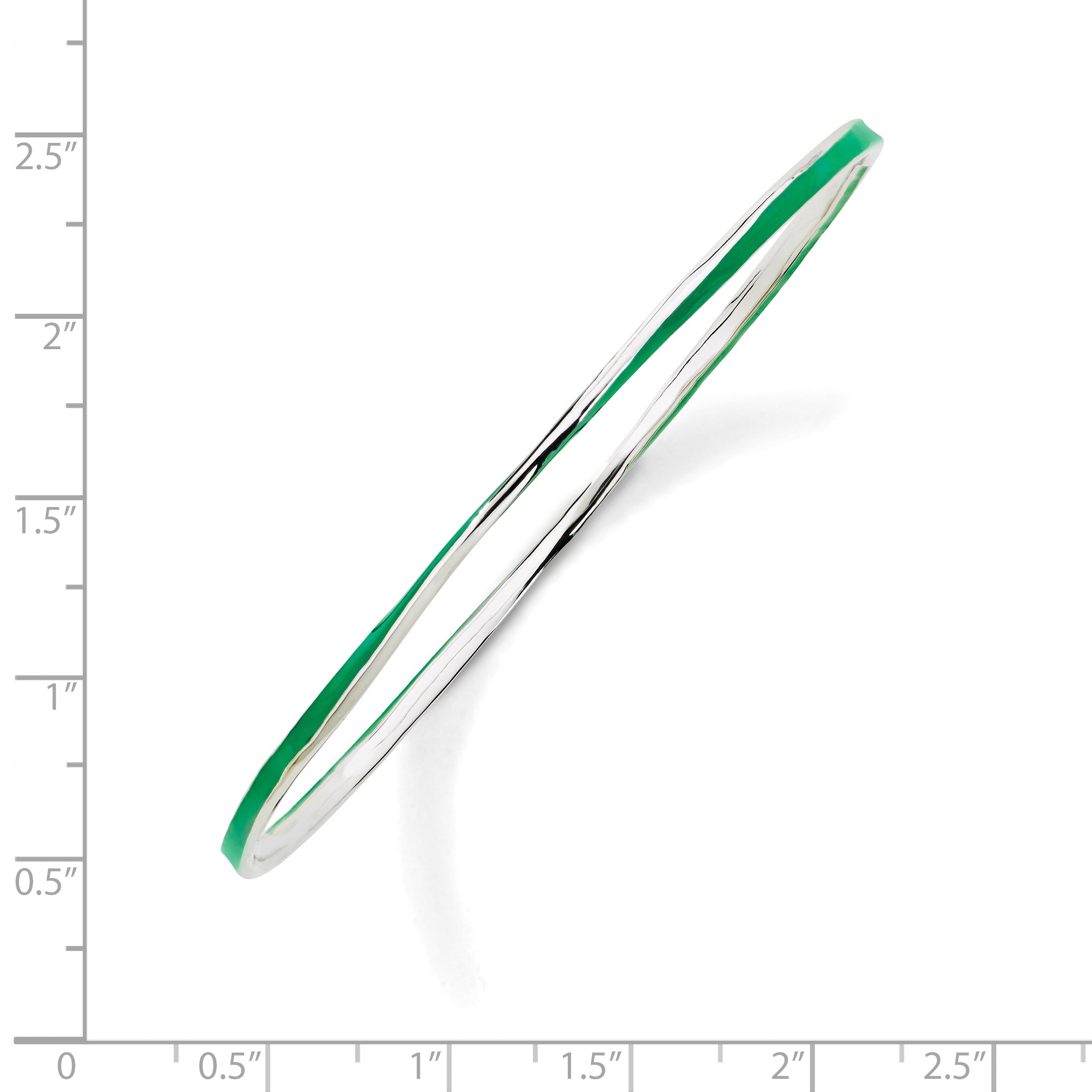 Sterling Silver 925 Polished Green Enamel Stackable Bangle by Sophia Jewelers