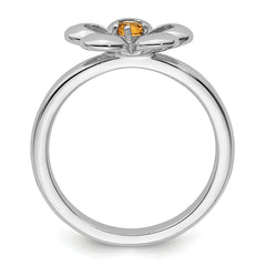 Sterling Silver Stackable Expressions Polished Citrine Flower Ring