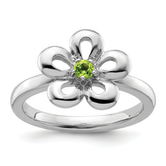 Sterling Silver Stackable Expressions Polished Peridot Flower Ring