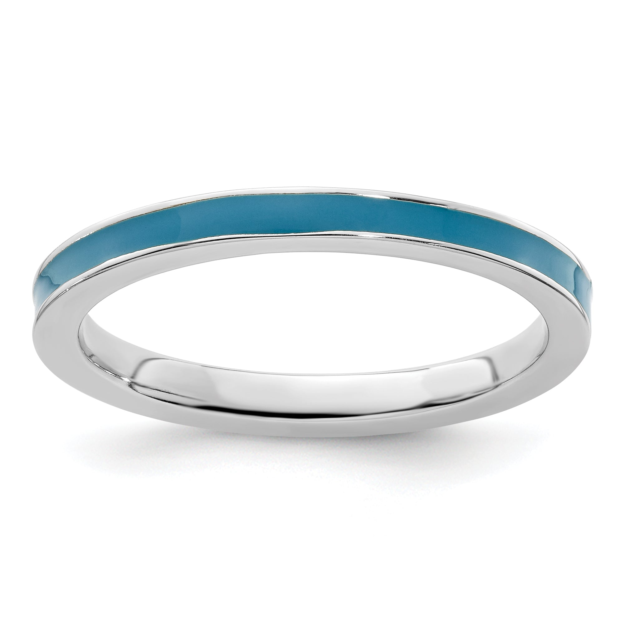 Sterling Silver Stackable Expressions Blue Enameled 2.25mm Ring