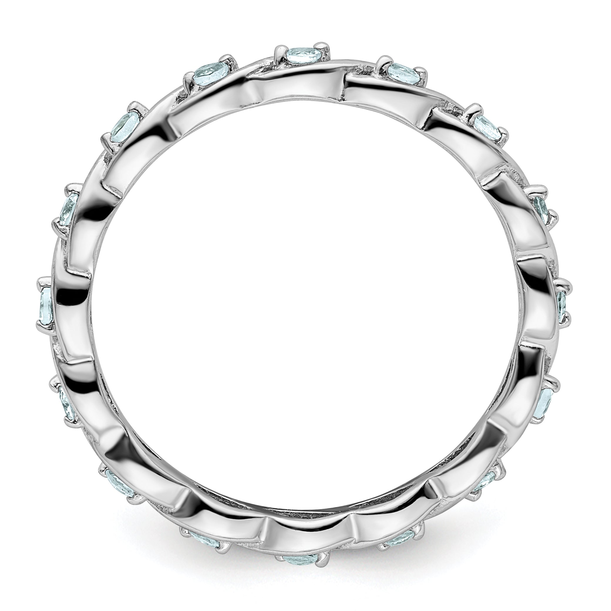 Sterling Silver Stackable Expressions Aquamarine Ring - 5