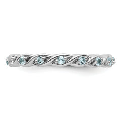 Sterling Silver Stackable Expressions Aquamarine Ring - 5