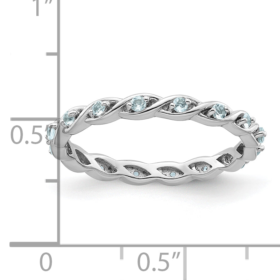 Sterling Silver Stackable Expressions Aquamarine Ring - 5