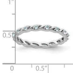 Sterling Silver Stackable Expressions Aquamarine Ring - 5