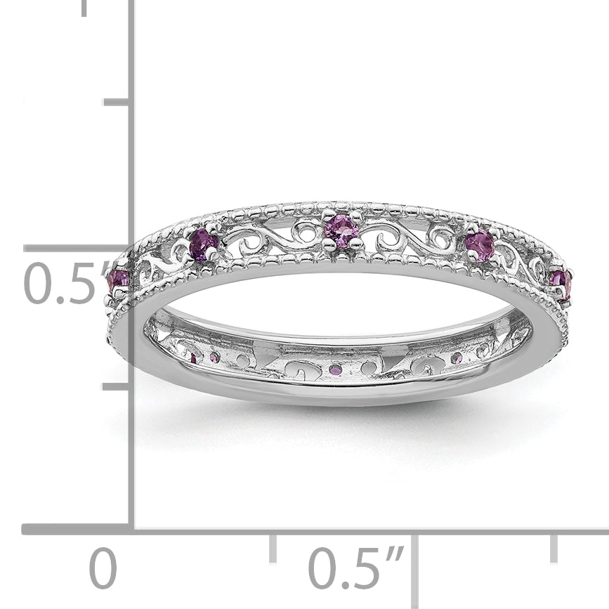 Sterling Silver Stackable Expressions Amethyst Ring