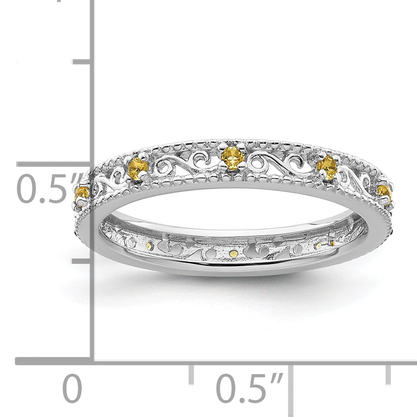 Sterling Silver Stackable Expressions Citrine Ring