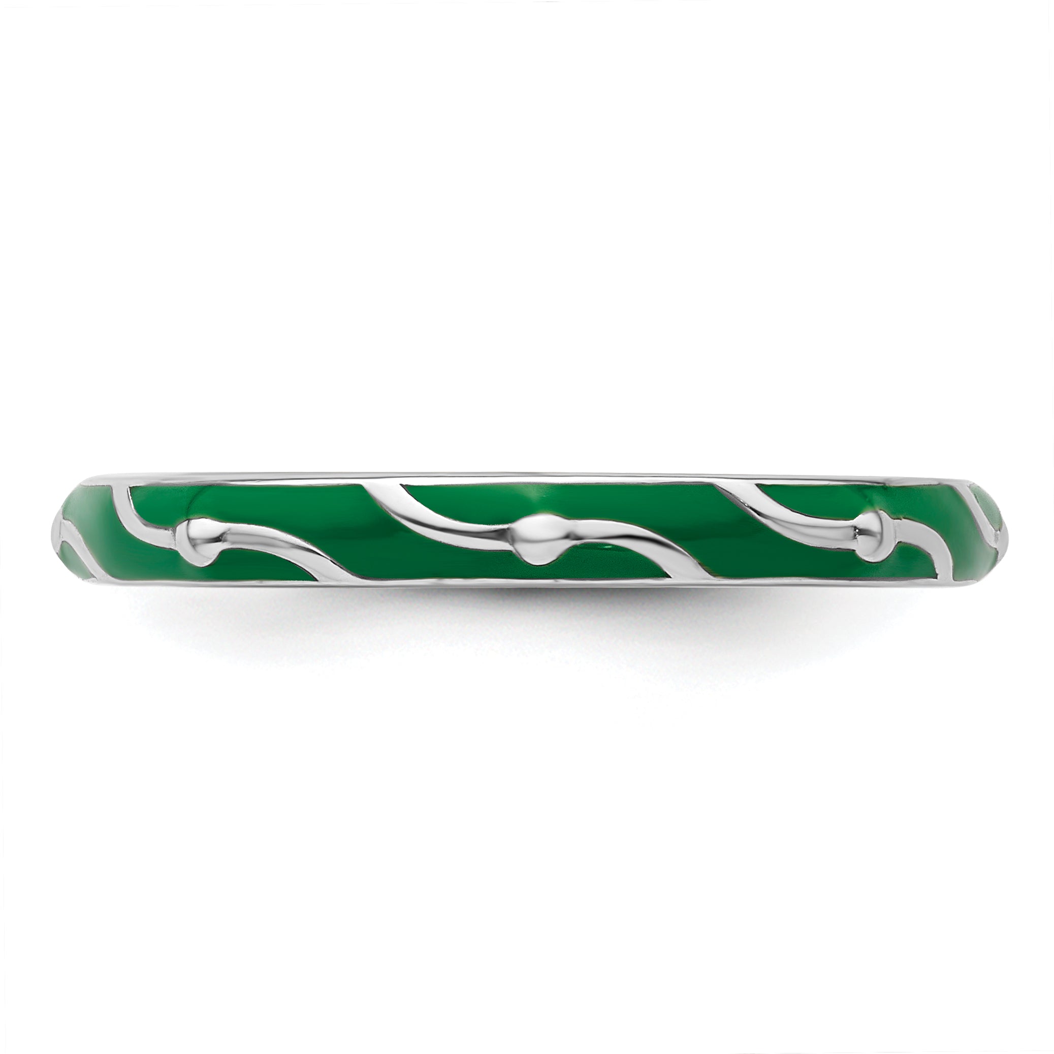 Sterling Silver Stackable Expressions Green Enamel Ring