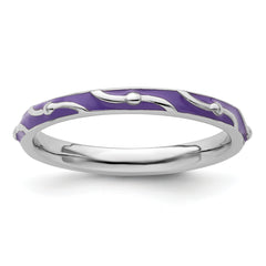 Sterling Silver Stackable Expressions Purple Enamel Ring