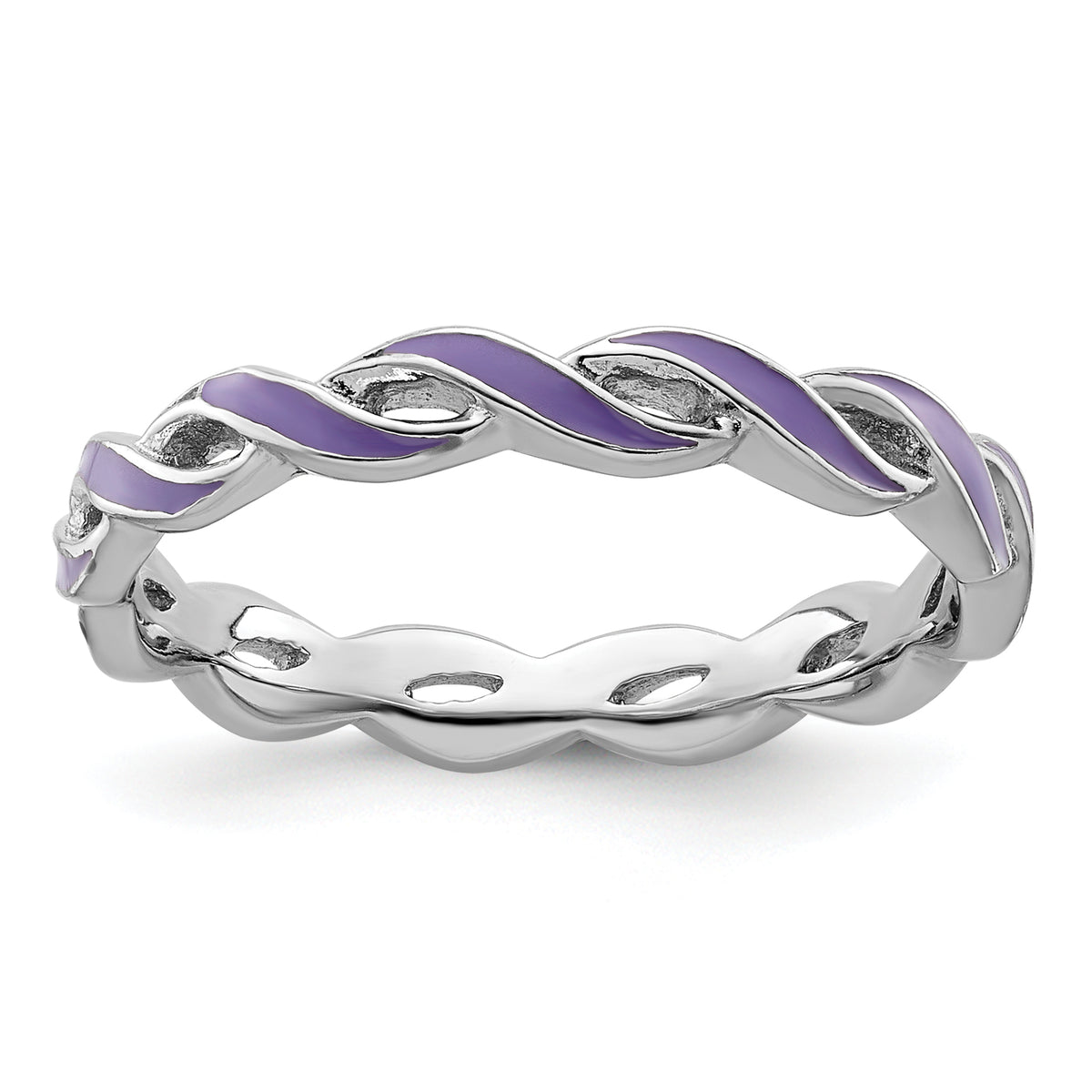 Sterling Silver Stackable Expressions Purple Enamel Ring