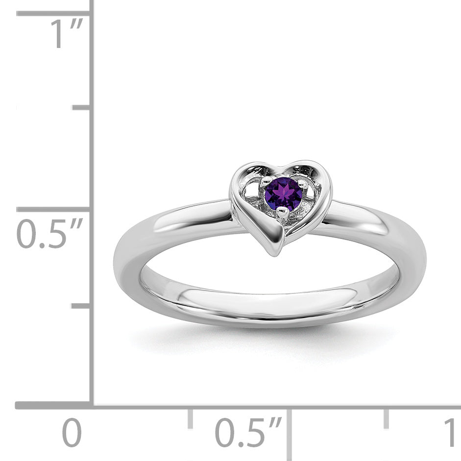 Sterling Silver Stackable Expressions Amethyst Heart Ring