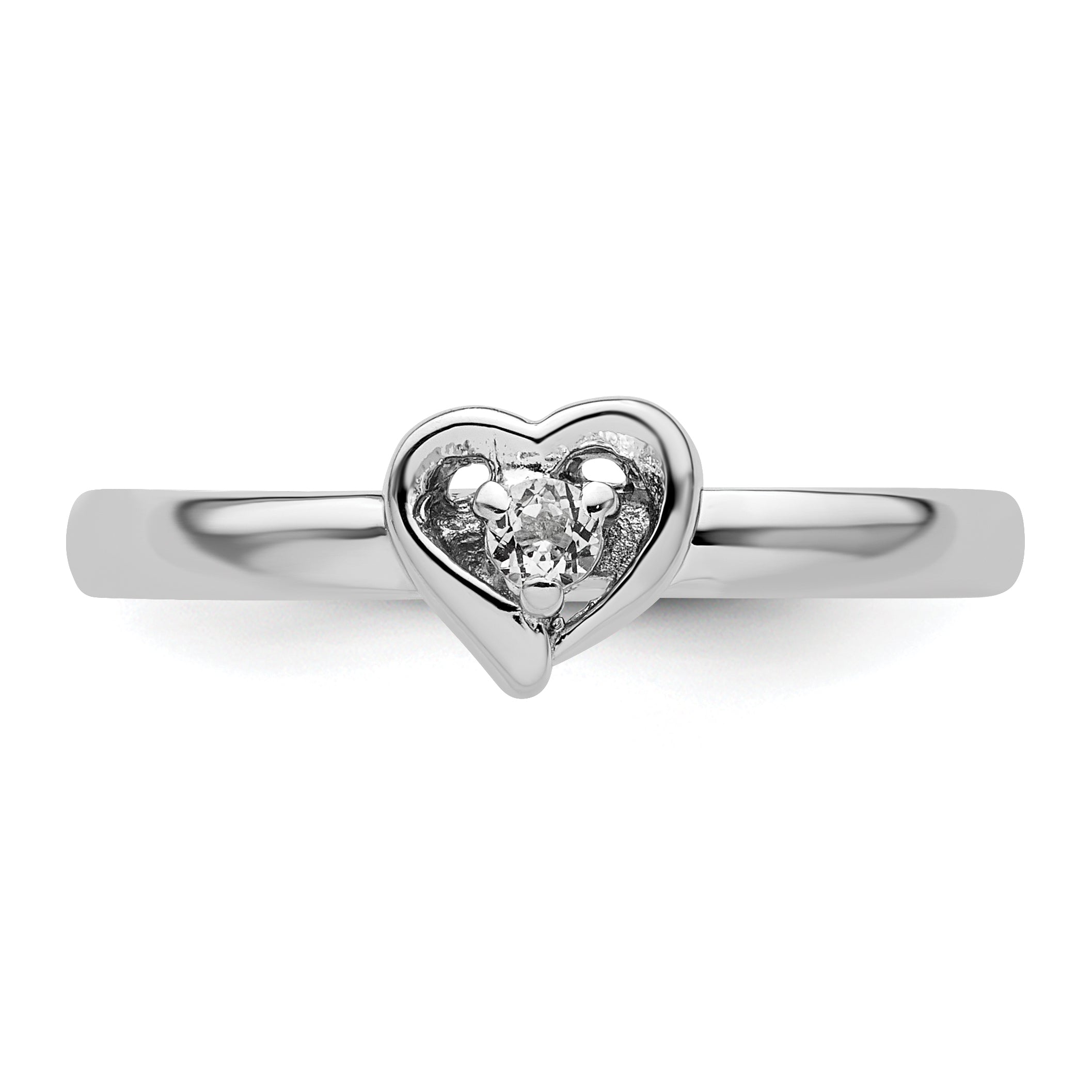 Sterling Silver Stackable Expressions White Topaz Heart Ring
