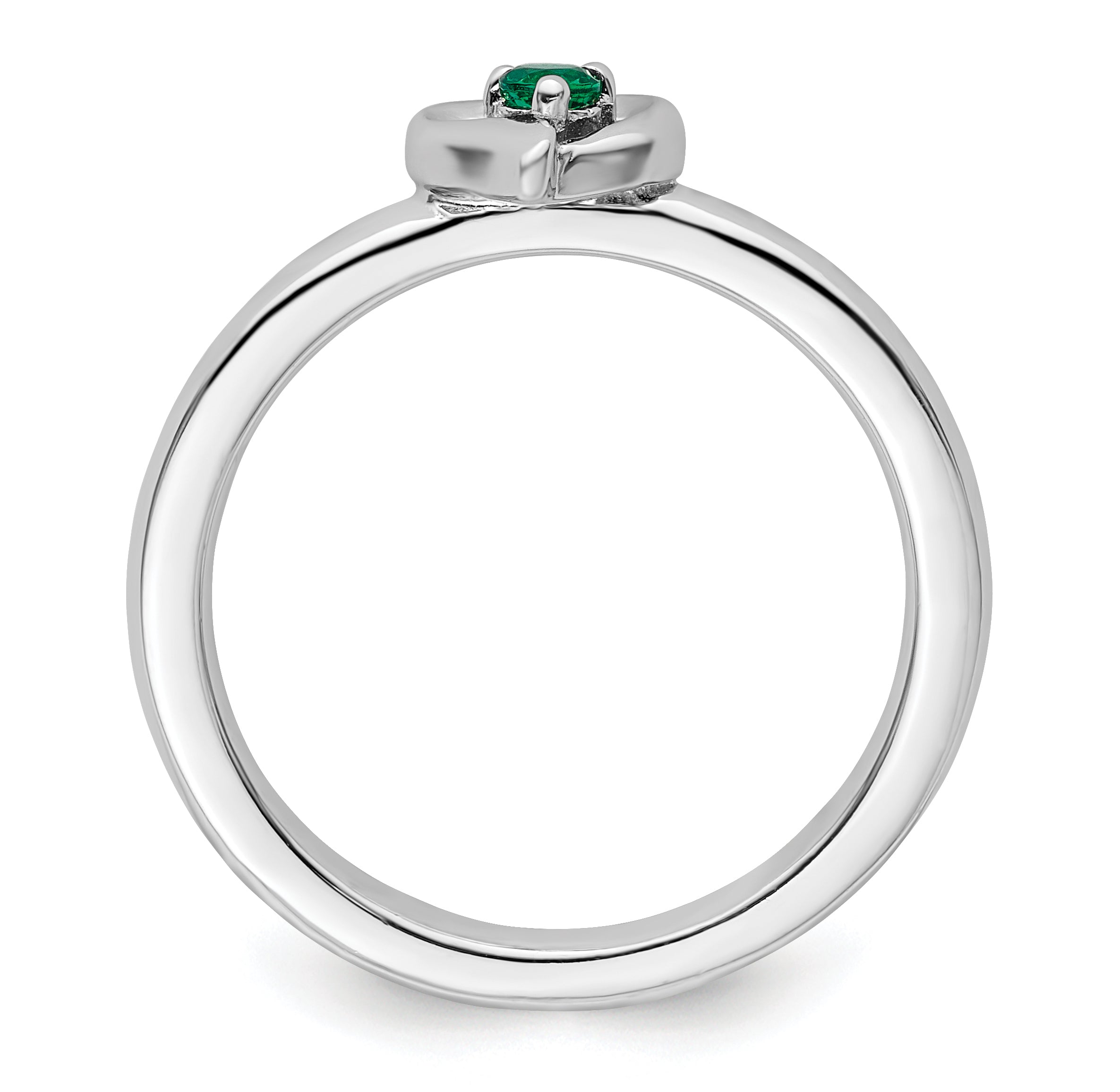 Sterling Silver Stackable Expressions Created Emerald Heart Ring - 5