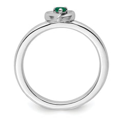 Sterling Silver Stackable Expressions Created Emerald Heart Ring - 5