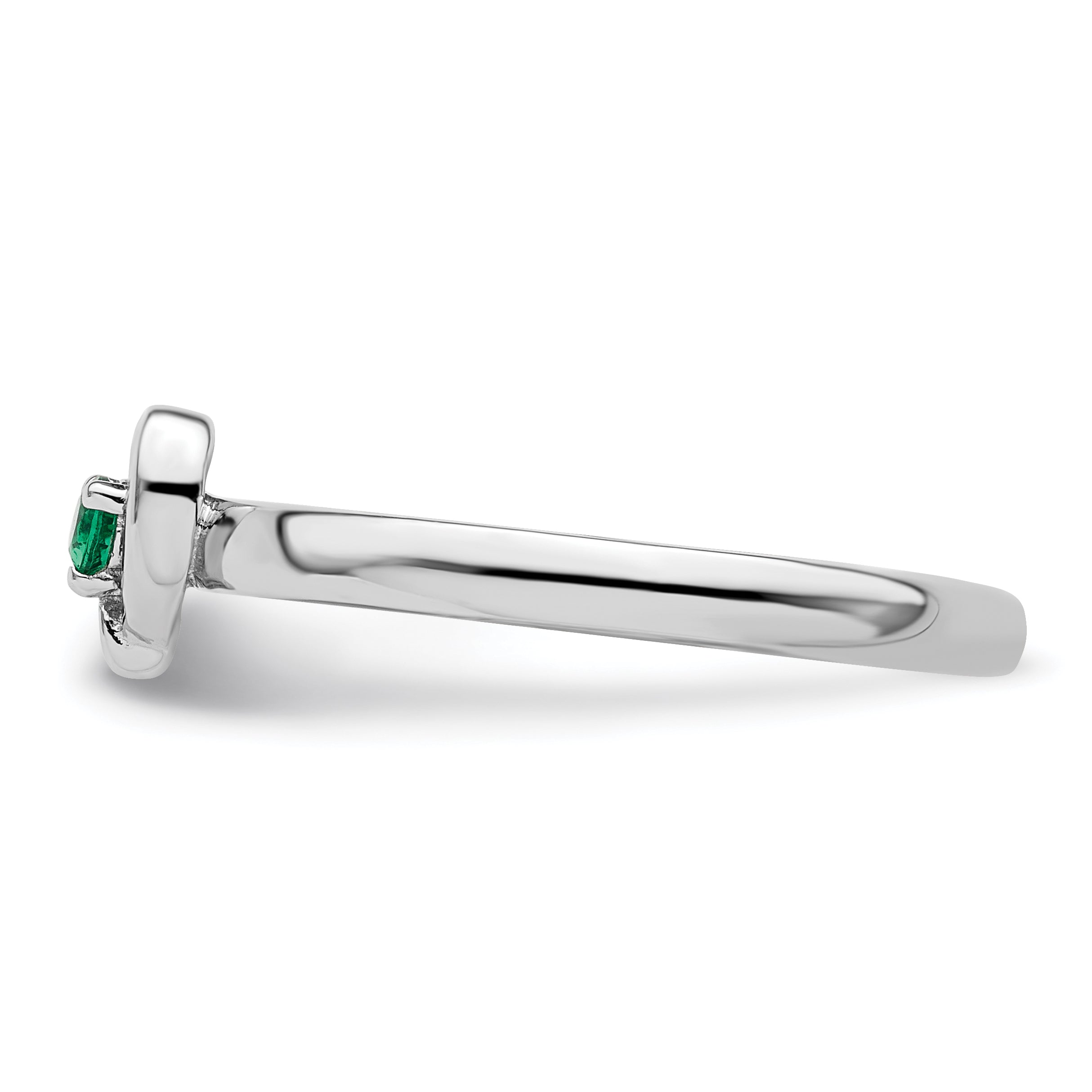 Sterling Silver Stackable Expressions Created Emerald Heart Ring - 5