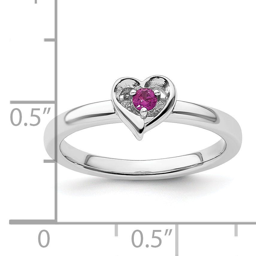 Sterling Silver Stackable Expressions Rhodolite Garnet Heart Ring