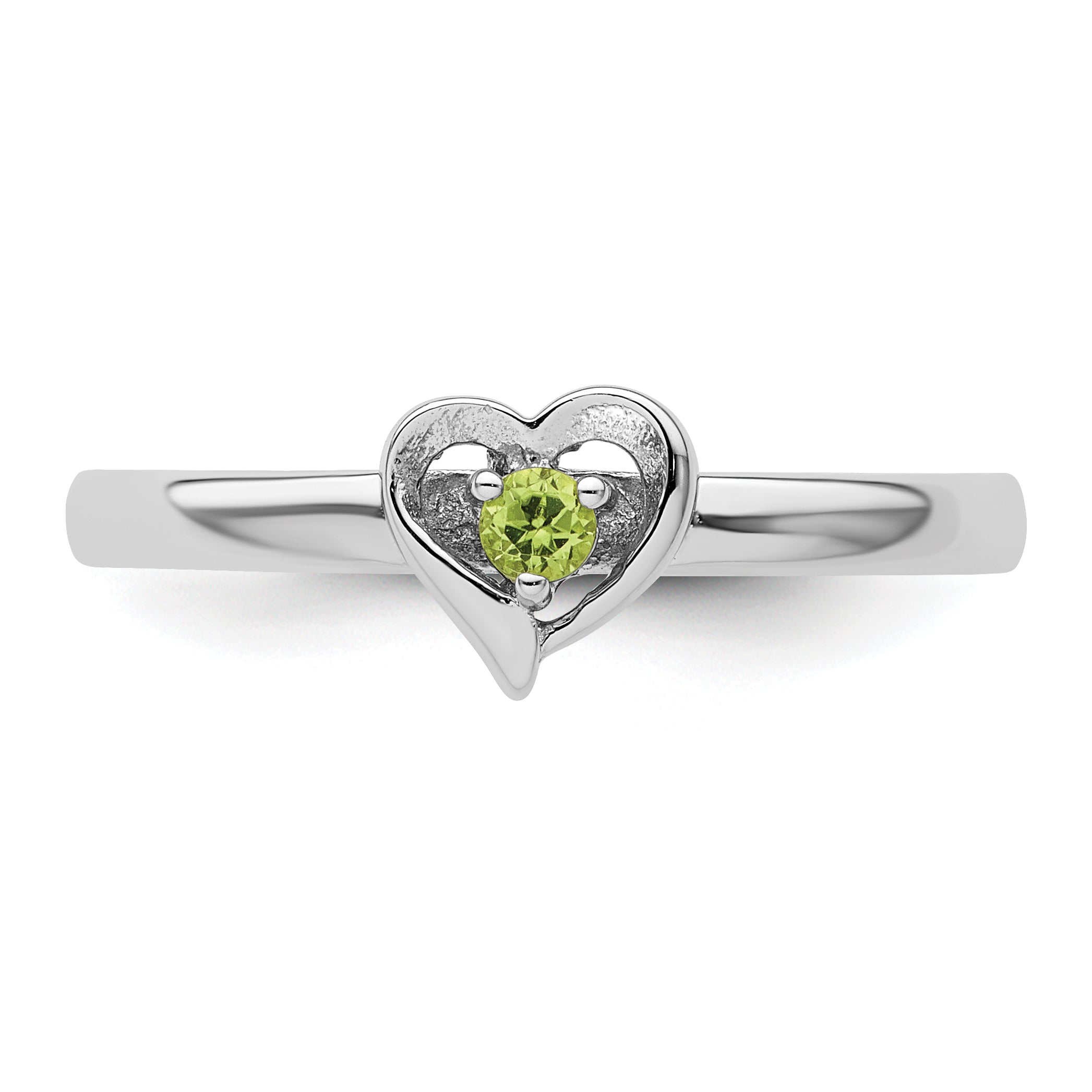 Sterling Silver Stackable Expressions Peridot Heart Ring