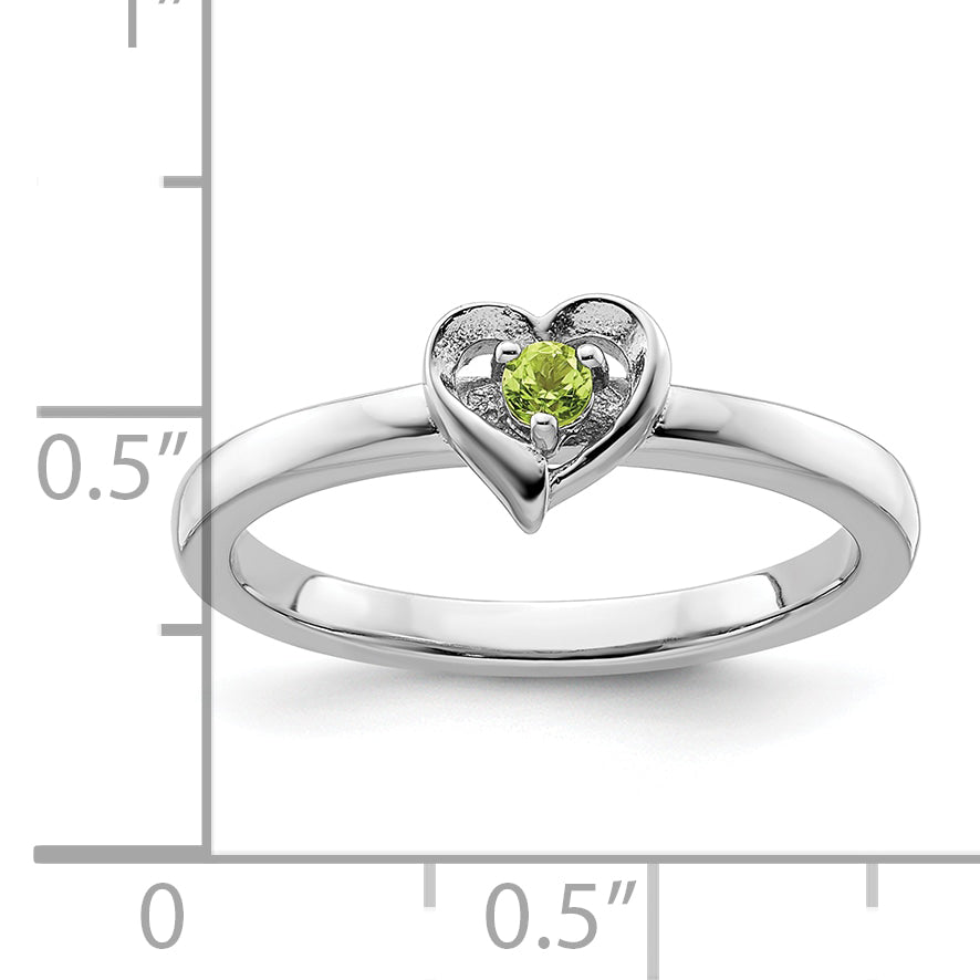 Sterling Silver Stackable Expressions Peridot Heart Ring