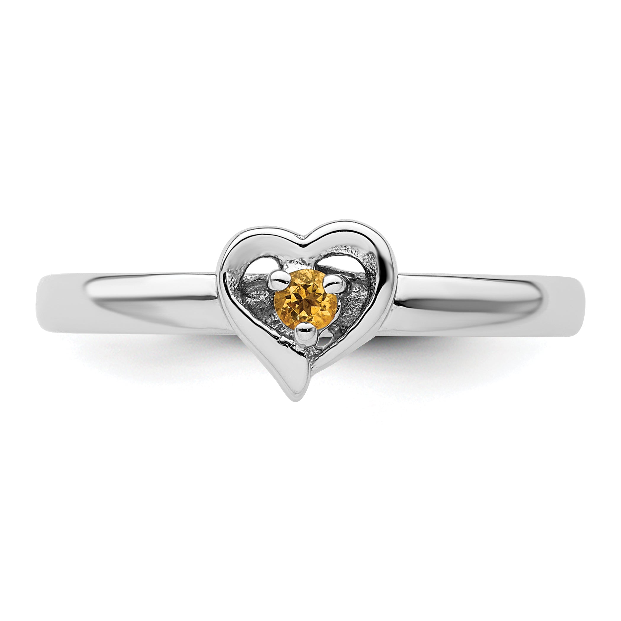Sterling Silver Stackable Expressions Citrine Heart Ring