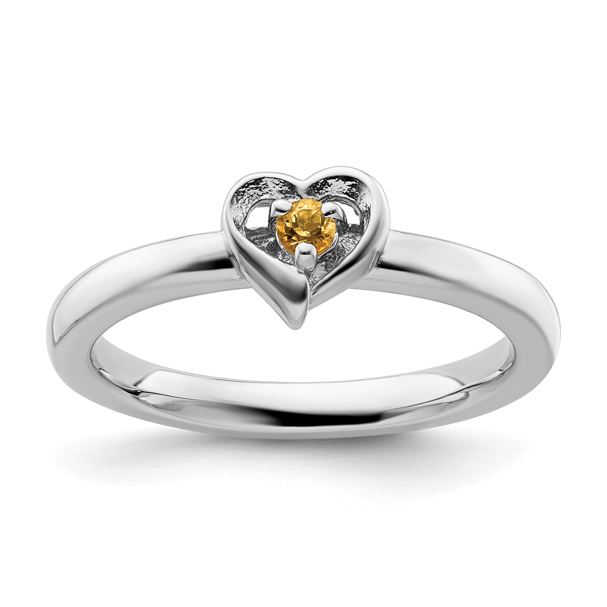 Sterling Silver Stackable Expressions Citrine Heart Ring