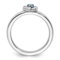 Sterling Silver Stackable Expressions Blue Topaz Heart Ring