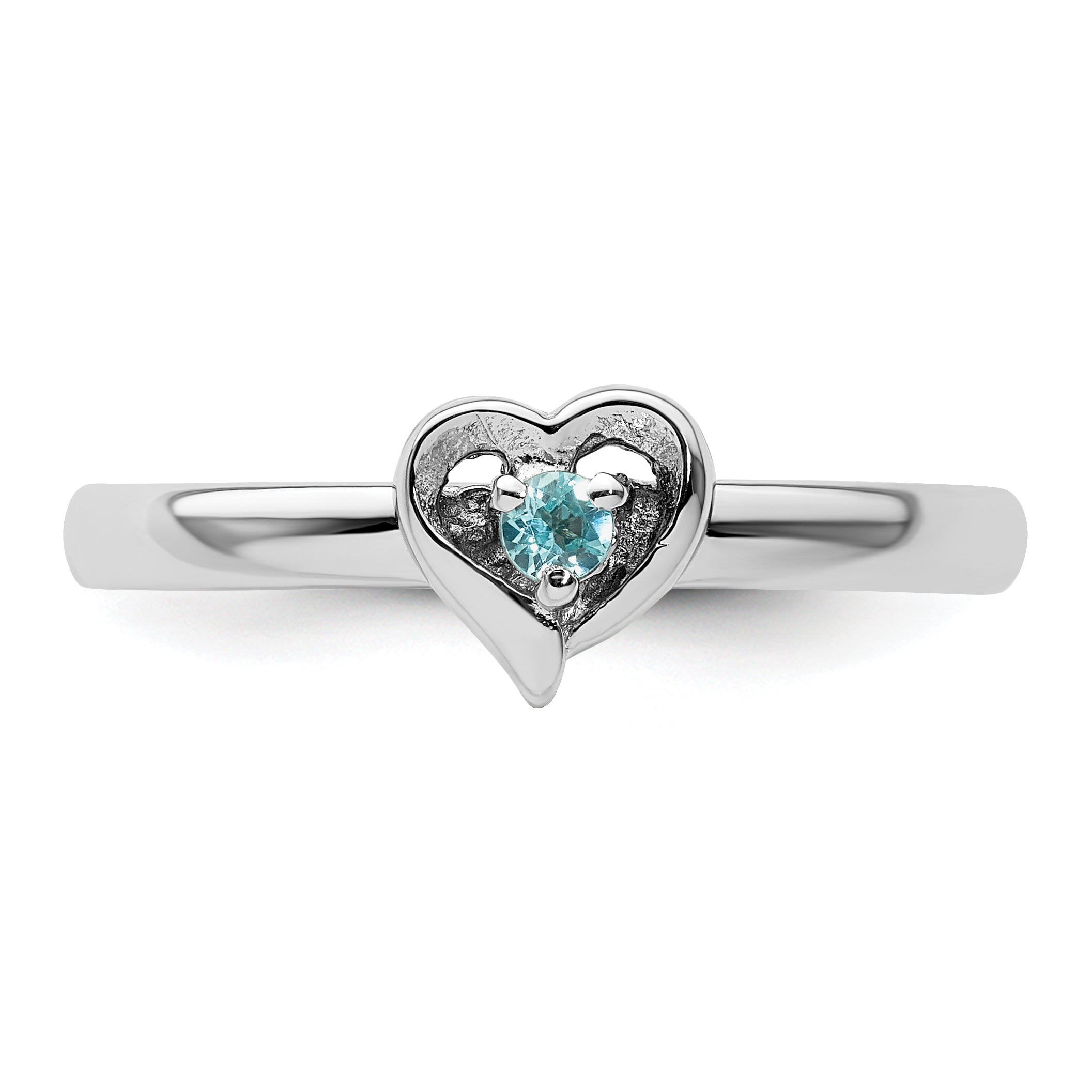 Sterling Silver Stackable Expressions Blue Topaz Heart Ring
