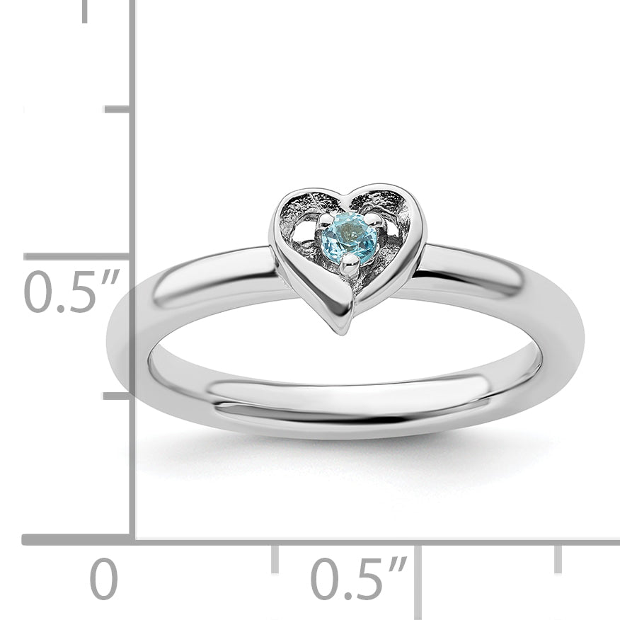 Sterling Silver Stackable Expressions Blue Topaz Heart Ring