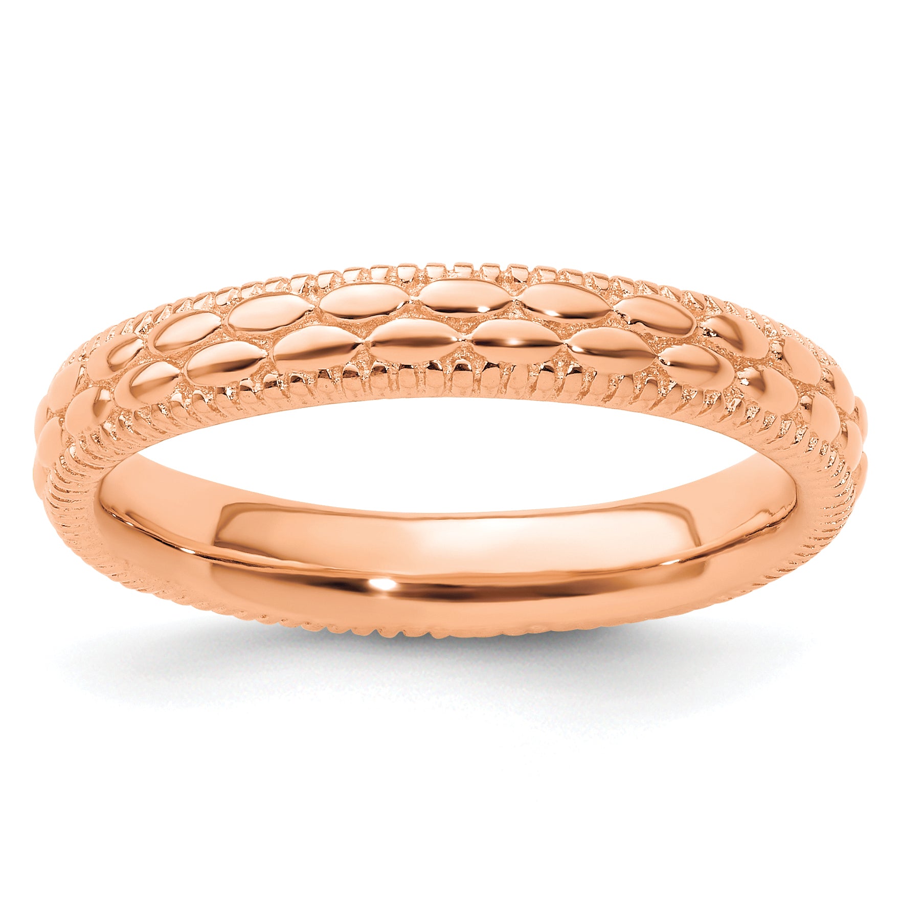 Sterling Silver Stackable Expressions Rose Gold-plated Patterned Ring