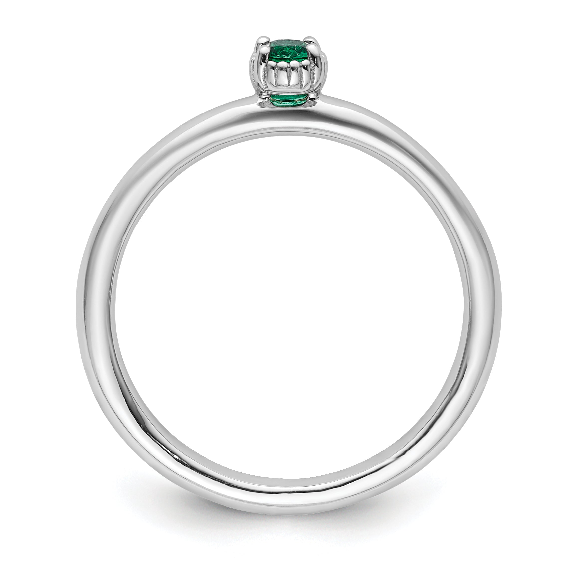Sterling Silver Stackable Expressions Created Emerald Single Stone Ring - 5