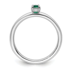 Sterling Silver Stackable Expressions Created Emerald Single Stone Ring - 5
