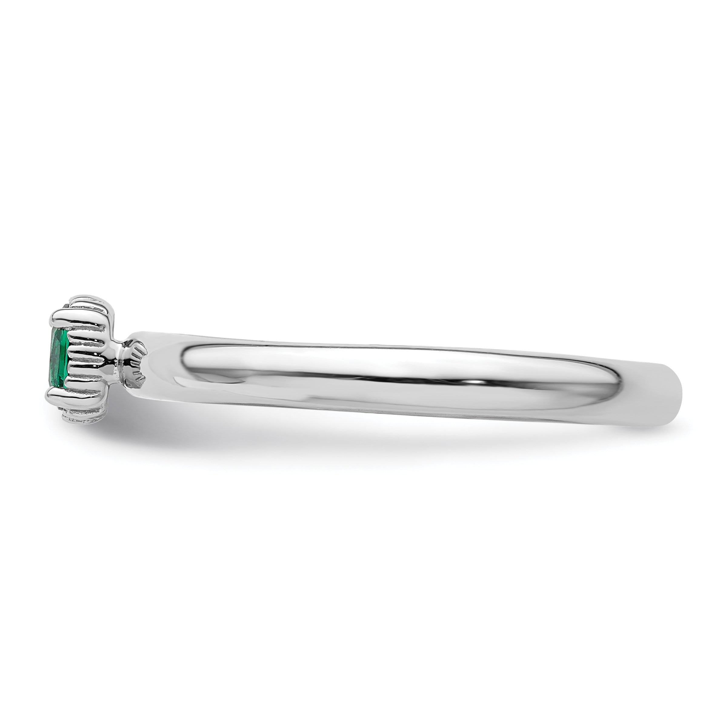 Sterling Silver Stackable Expressions Created Emerald Single Stone Ring - 5