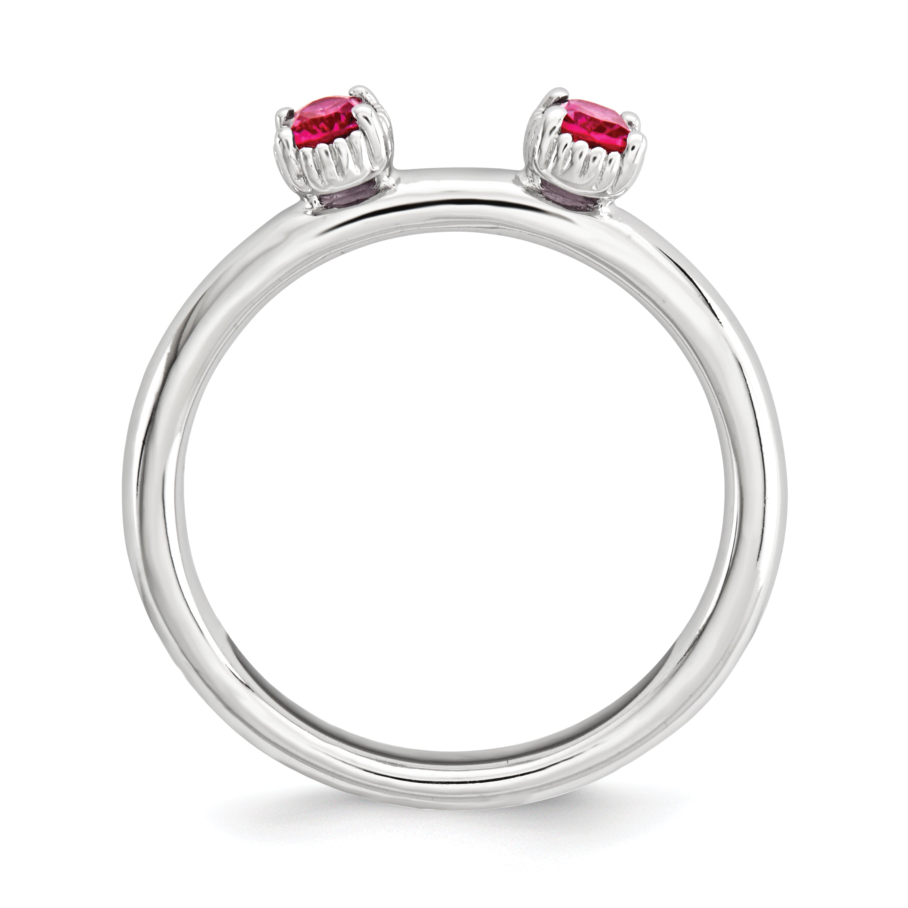 Sterling Silver Stackable Expressions Created Ruby Two Stone Ring - 5