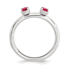 Sterling Silver Stackable Expressions Created Ruby Two Stone Ring - 5