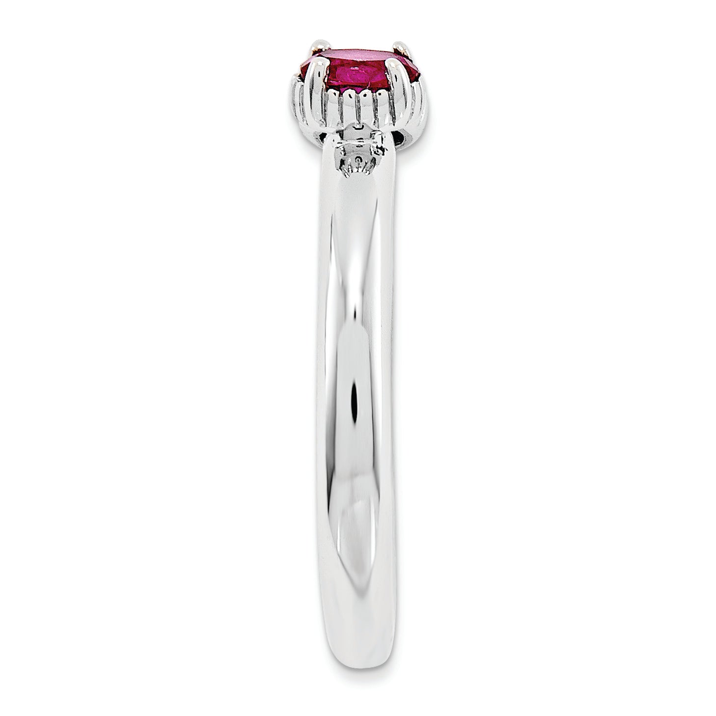 Sterling Silver Stackable Expressions Created Ruby Two Stone Ring - 5