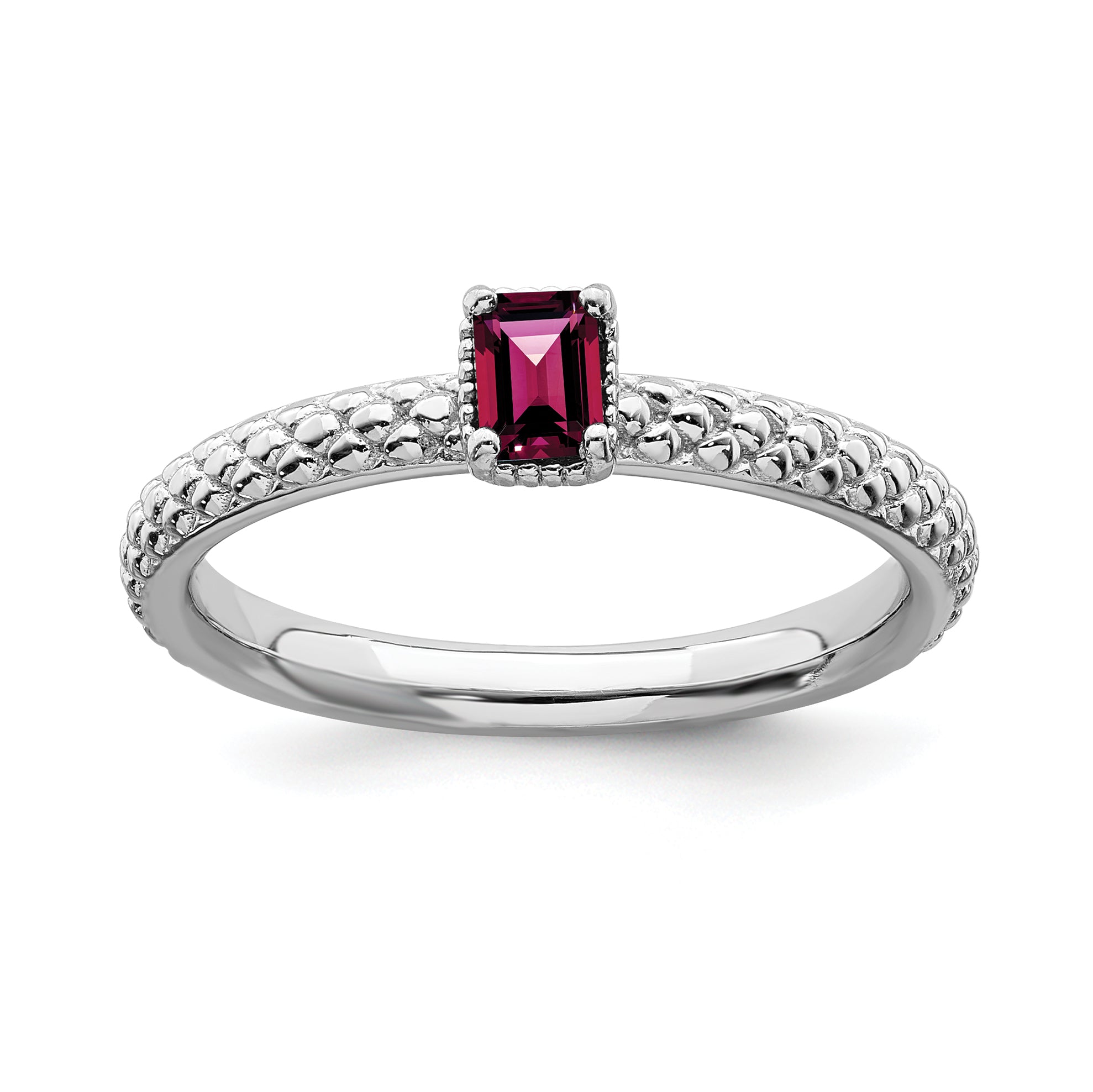 Sterling Silver Stackable Expressions Created Ruby Single Stone Ring