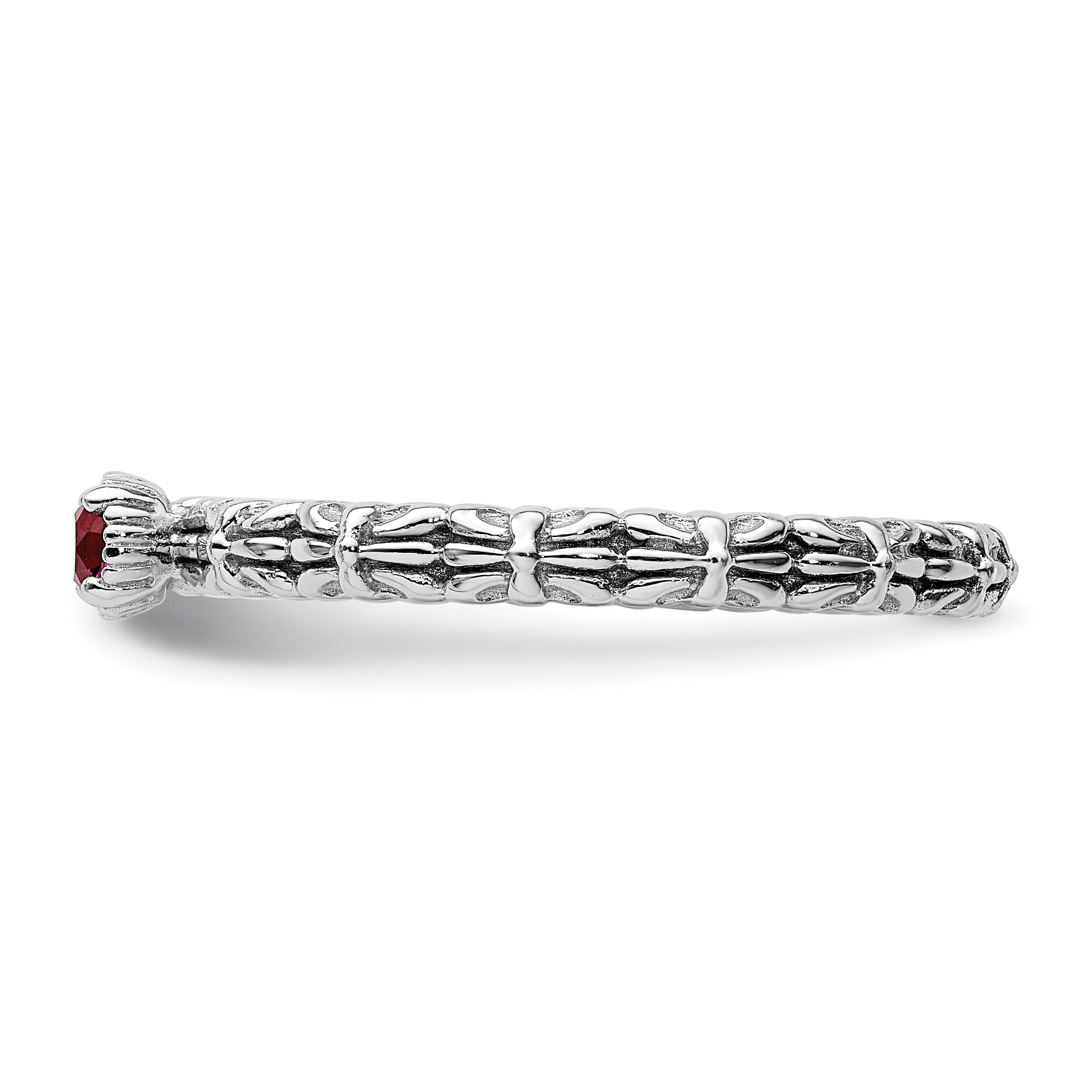Sterling Silver Stackable Expressions Created Ruby Single Stone Ring