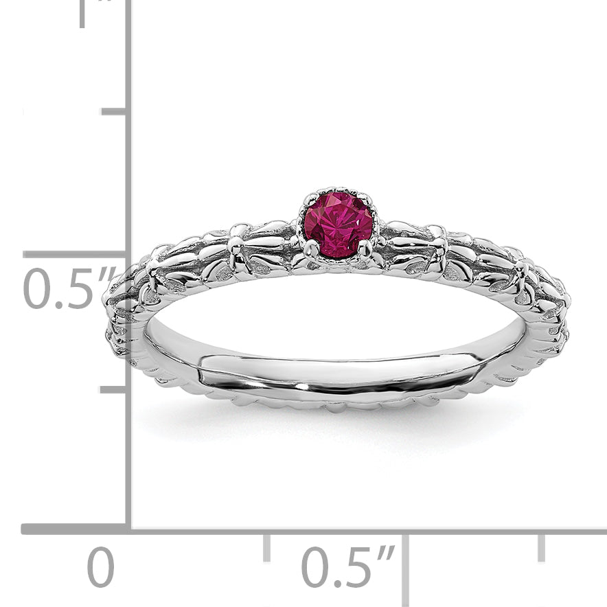 Sterling Silver Stackable Expressions Created Ruby Single Stone Ring