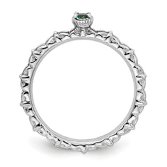 Sterling Silver Stackable Expressions Created Emerald Single Stone Ring