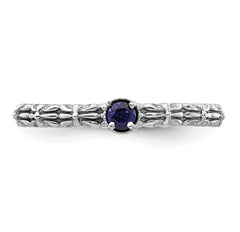 Sterling Silver Stackable Expressions Created Sapphire Single Stone Ring