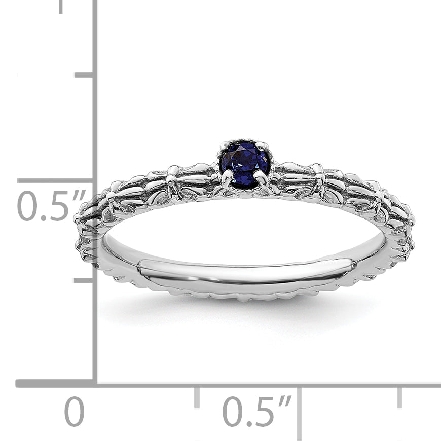 Sterling Silver Stackable Expressions Created Sapphire Single Stone Ring