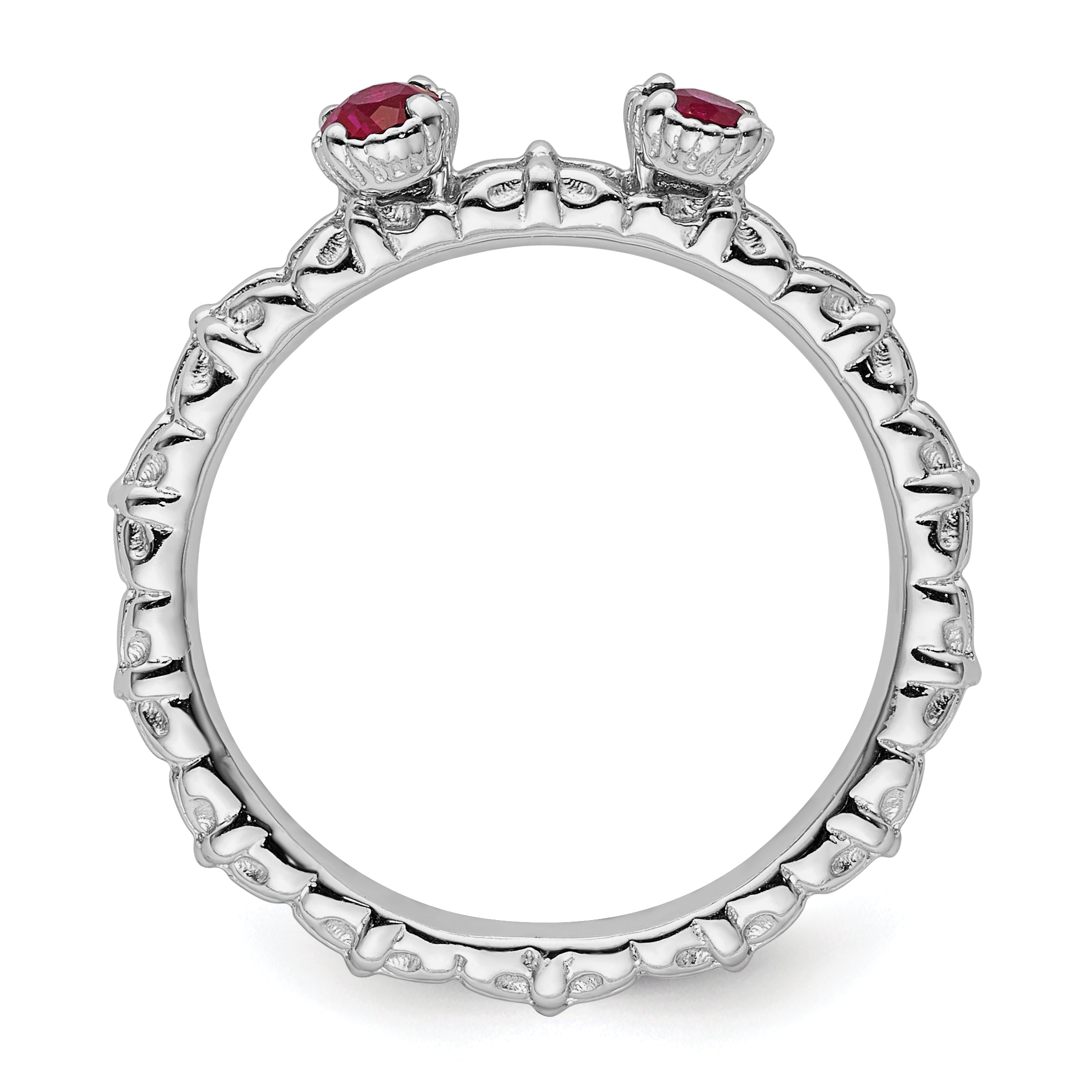Sterling Silver Stackable Expressions Created Ruby Two Stone Ring