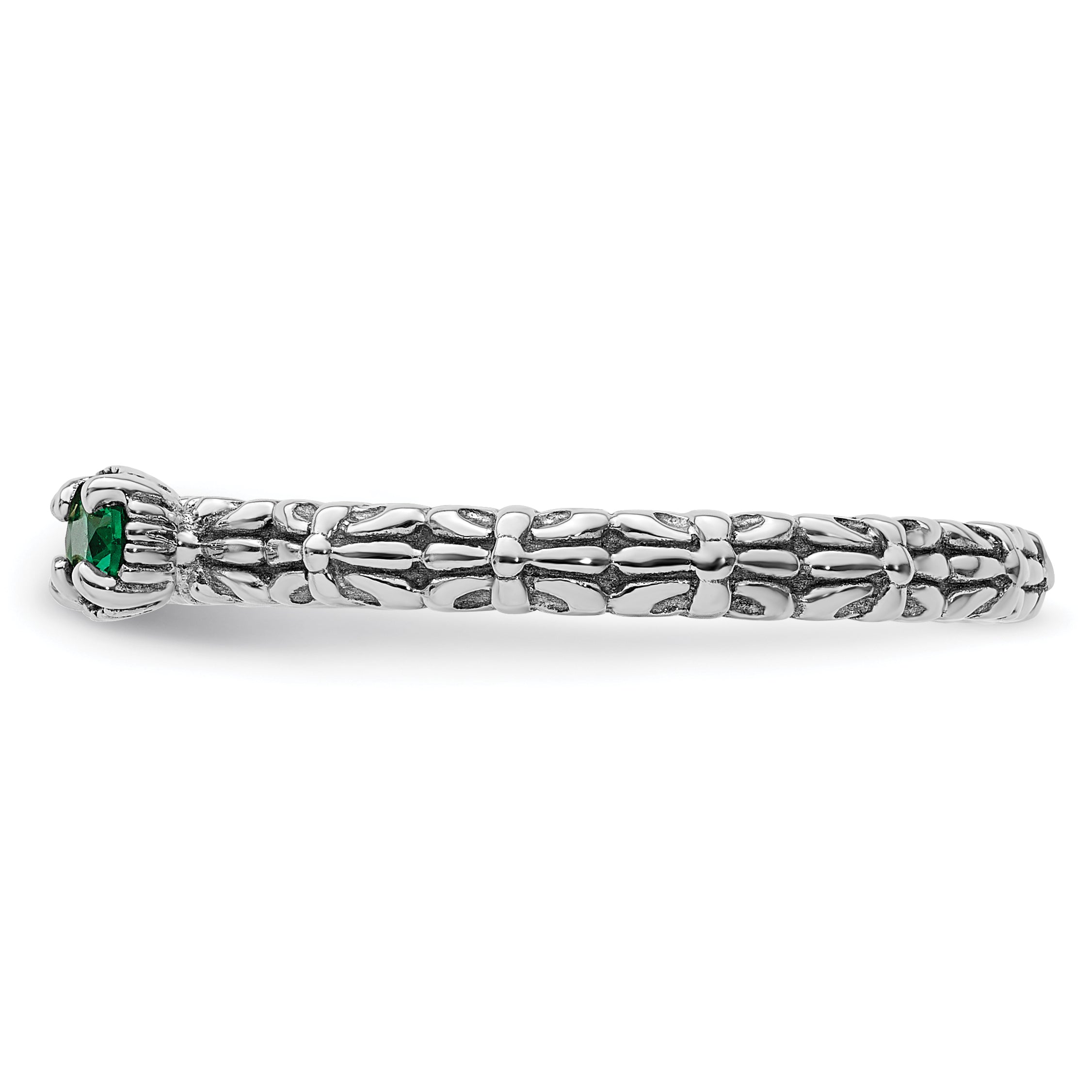 Sterling Silver Stackable Expressions Created Emerald Two Stone Ring - 5