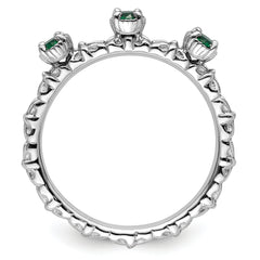 Sterling Silver Stackable Expressions Created Emerald Three Stone Ring - 5