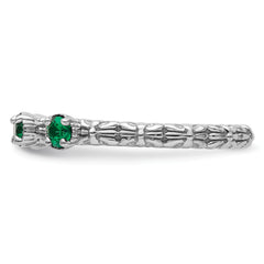 Sterling Silver Stackable Expressions Created Emerald Three Stone Ring - 5