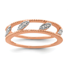 Sterling Silver Stackable Expressions Rose Gold-plated Diamond Jacket Ring